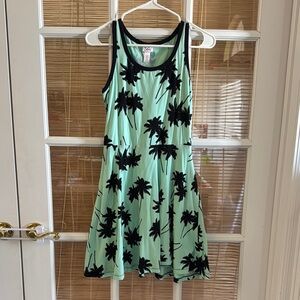Justice Mint Green Palm Tree Kids Skater Dress